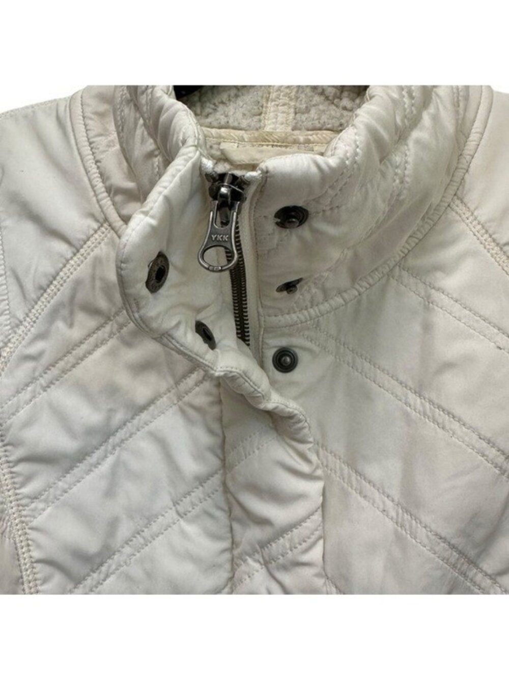 Prana S Diva Jacket Quilted Lightweight Full Zip Snap Sherpa Lined Cream White - Picture 6 of 9